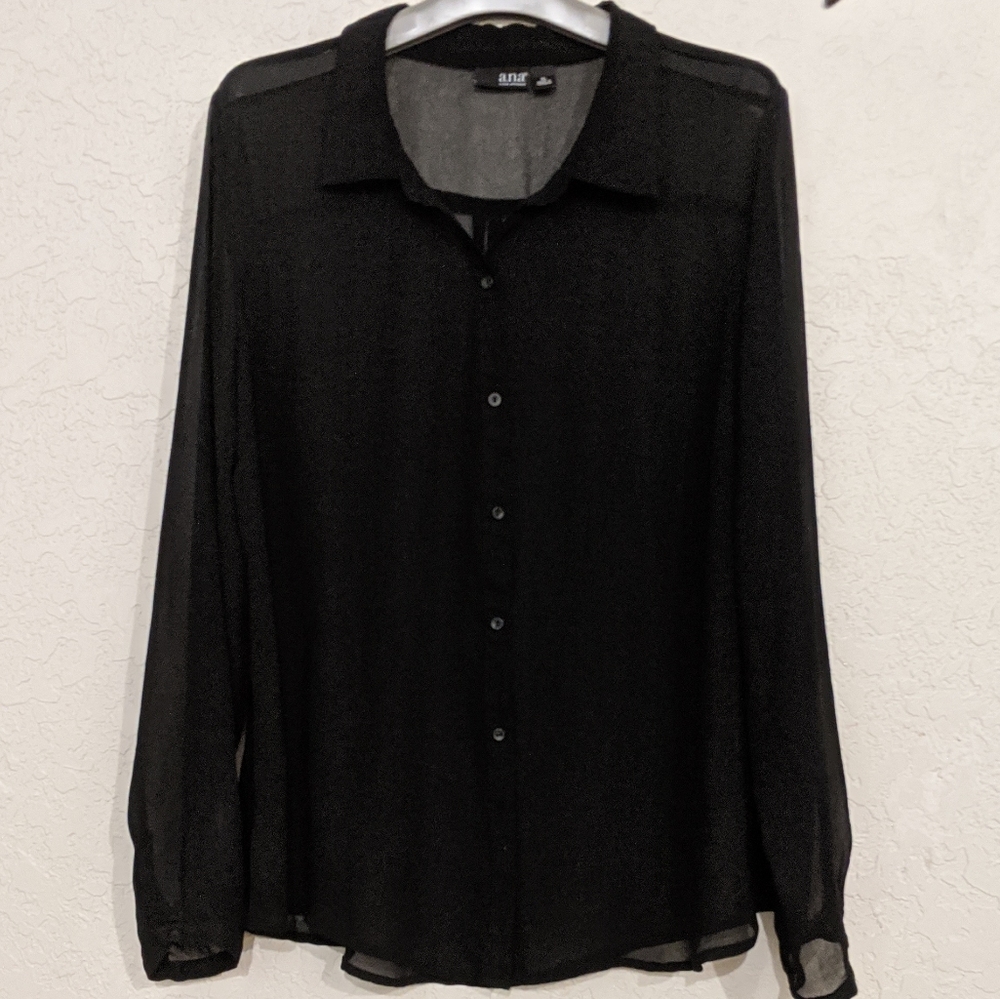 2/$10 - a.n.a. Sheer Button Down Top
